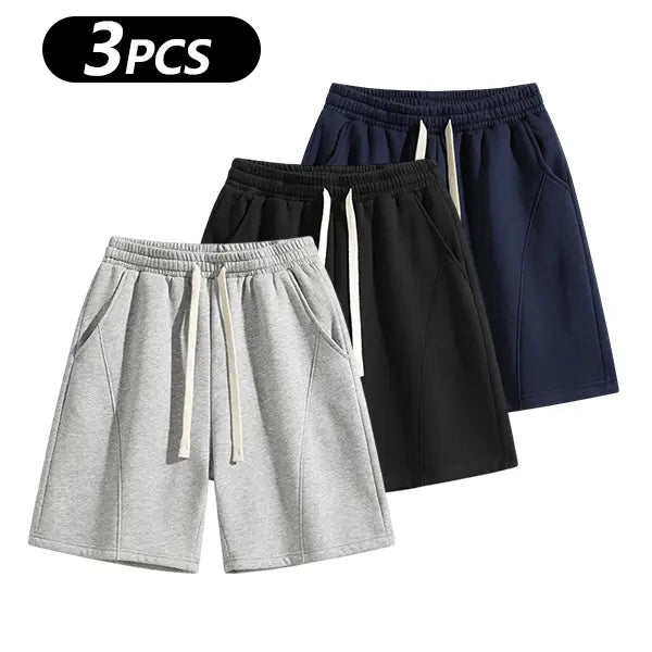 Men's Casual Cotton Shorts Ideal for Workouts, Jogging, and Everyday Lounging at Home. Soft against the Skin with Moisture-Wicking Properties. Features a High-Stretch Drawstring Waistband for Adjustable Fit. Relaxed Straight-Leg Silhouette