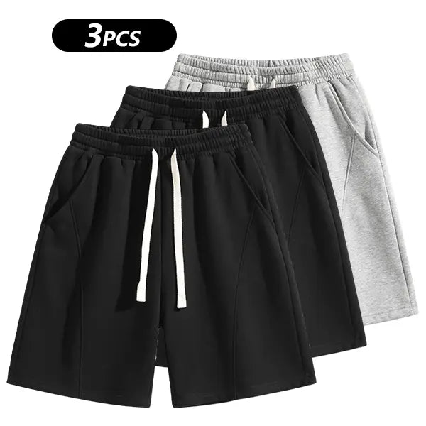 Men's Casual Cotton Shorts Ideal for Workouts, Jogging, and Everyday Lounging at Home. Soft against the Skin with Moisture-Wicking Properties. Features a High-Stretch Drawstring Waistband for Adjustable Fit. Relaxed Straight-Leg Silhouette