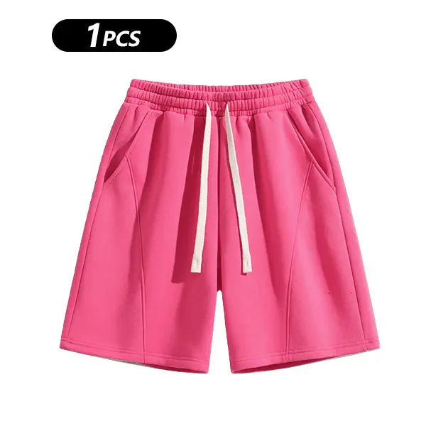 Men's Casual Cotton Shorts Ideal for Workouts, Jogging, and Everyday Lounging at Home. Soft against the Skin with Moisture-Wicking Properties. Features a High-Stretch Drawstring Waistband for Adjustable Fit. Relaxed Straight-Leg Silhouette