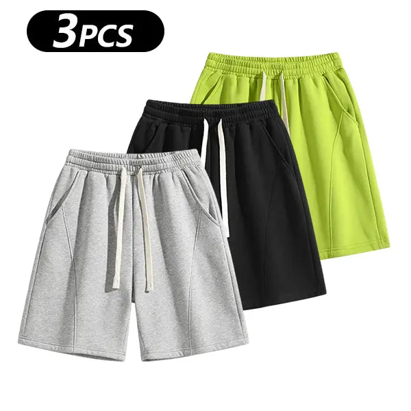 Men's Casual Cotton Shorts Ideal for Workouts, Jogging, and Everyday Lounging at Home. Soft against the Skin with Moisture-Wicking Properties. Features a High-Stretch Drawstring Waistband for Adjustable Fit. Relaxed Straight-Leg Silhouette
