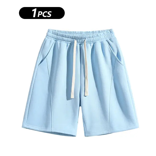 Men's Casual Cotton Shorts Ideal for Workouts, Jogging, and Everyday Lounging at Home. Soft against the Skin with Moisture-Wicking Properties. Features a High-Stretch Drawstring Waistband for Adjustable Fit. Relaxed Straight-Leg Silhouette