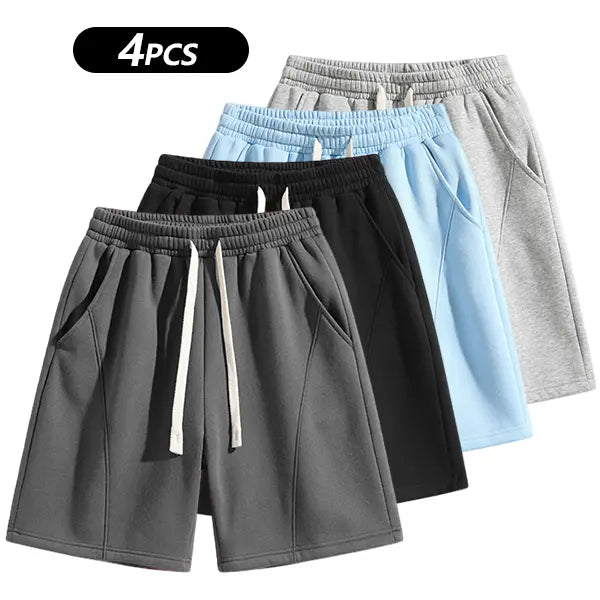 Men's Casual Cotton Shorts Ideal for Workouts, Jogging, and Everyday Lounging at Home. Soft against the Skin with Moisture-Wicking Properties. Features a High-Stretch Drawstring Waistband for Adjustable Fit. Relaxed Straight-Leg Silhouette