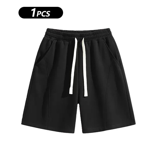 Men's Casual Cotton Shorts Ideal for Workouts, Jogging, and Everyday Lounging at Home. Soft against the Skin with Moisture-Wicking Properties. Features a High-Stretch Drawstring Waistband for Adjustable Fit. Relaxed Straight-Leg Silhouette