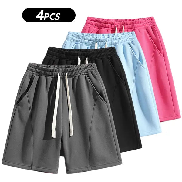 Men's Casual Cotton Shorts Ideal for Workouts, Jogging, and Everyday Lounging at Home. Soft against the Skin with Moisture-Wicking Properties. Features a High-Stretch Drawstring Waistband for Adjustable Fit. Relaxed Straight-Leg Silhouette