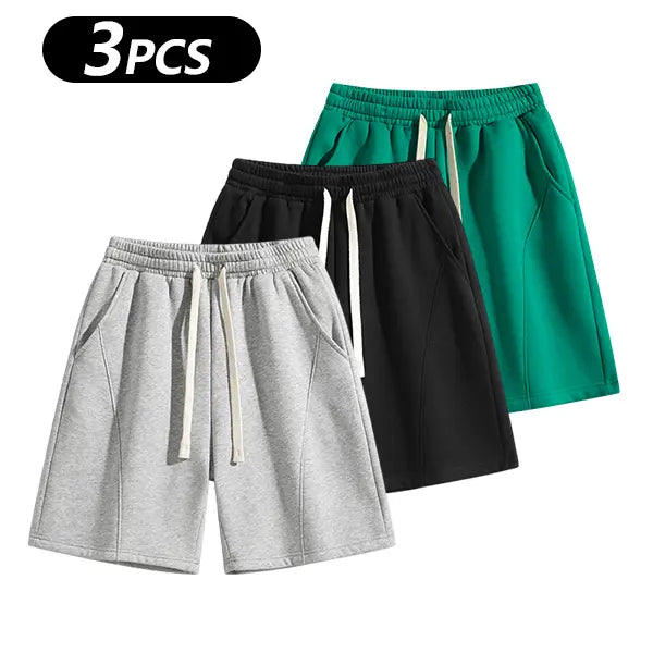 Men's Casual Cotton Shorts Ideal for Workouts, Jogging, and Everyday Lounging at Home. Soft against the Skin with Moisture-Wicking Properties. Features a High-Stretch Drawstring Waistband for Adjustable Fit. Relaxed Straight-Leg Silhouette