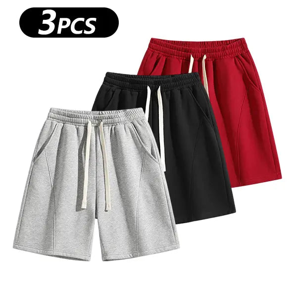 Men's Casual Cotton Shorts Ideal for Workouts, Jogging, and Everyday Lounging at Home. Soft against the Skin with Moisture-Wicking Properties. Features a High-Stretch Drawstring Waistband for Adjustable Fit. Relaxed Straight-Leg Silhouette